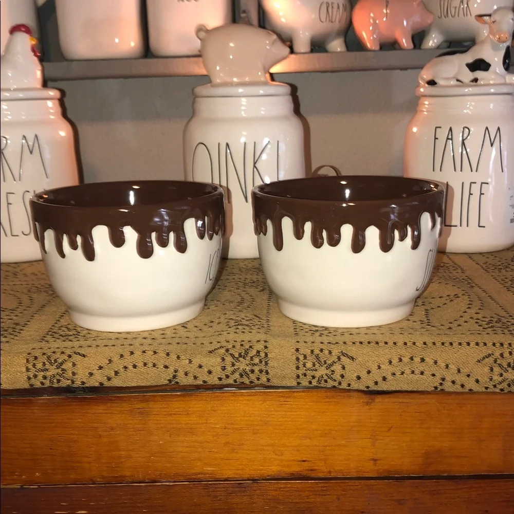 Rae Dunn ICE CREAM & SUNDAE Ice Cream Set of 2 Bowls
